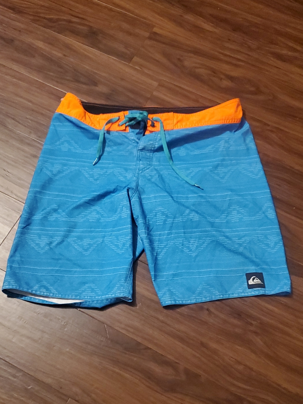 Quiksilver Blue Swim Board Shorts with Orange Waistband